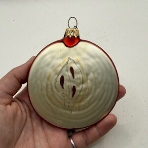 Vintage Apple Slice Fruit Glass Christmas Ornament Collectible Decor
